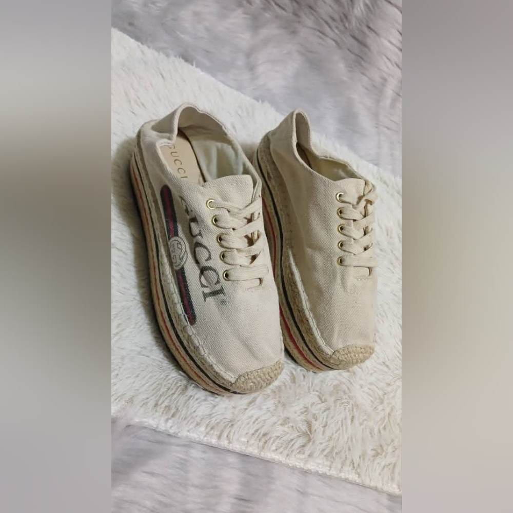 Gucci Web Accent Canvas Espadrille Sneakers size 38 - Picture 5 of 14